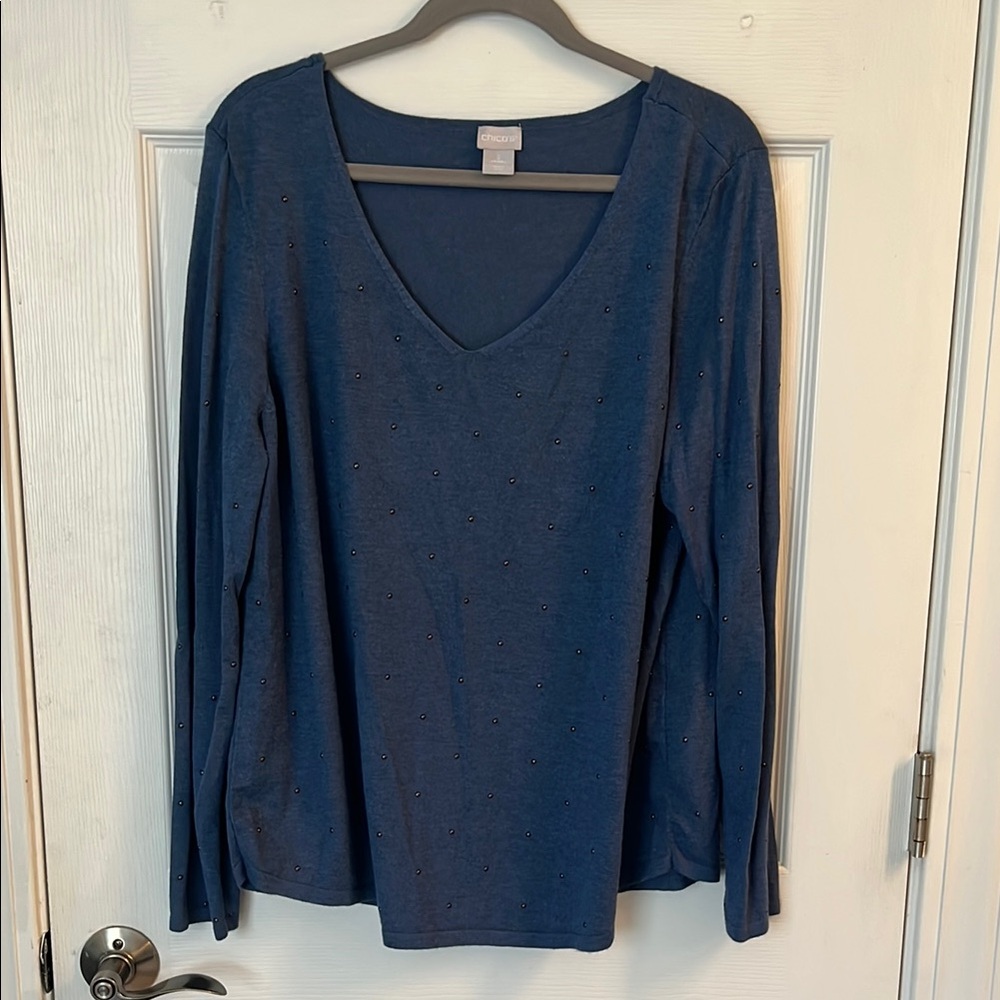 Chico's Blue Crew Neck Sweater